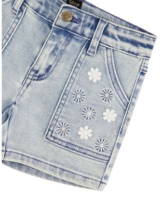Girls' Embroidered Daisies Denim Shorts - Little Kid