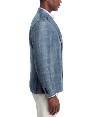 Loro Piana Fabric Wool, Silk, & Linen Windowpane Unstructured Regular Fit Sport Coat - Exclusive