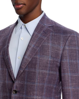 Loro Piana Fabric Wool, Silk, & Linen Windowpane Unstructured Regular Fit Sport Coat - Exclusive