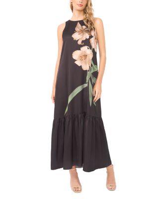 High Neck Drop Waist Tiered Maxi Dress