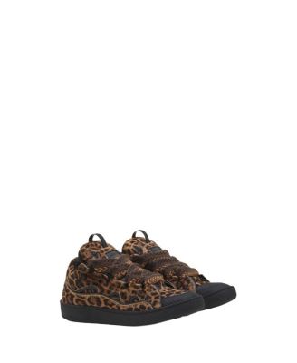  Unisex Curb Sneakers in Pony Leather with a Leopard Print
