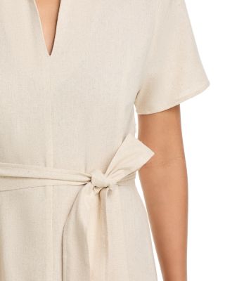 Belted Short Sleeve Midi Dress