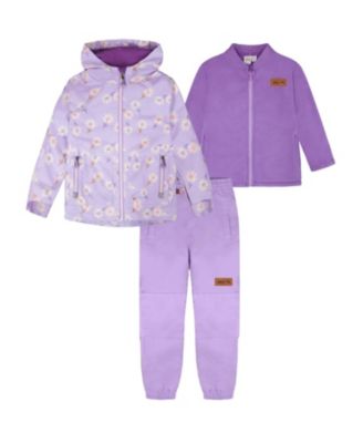 Girls' 3-in-1 Two-Piece Mid-Season Outerwear with Solid Pants Set - Big Kid