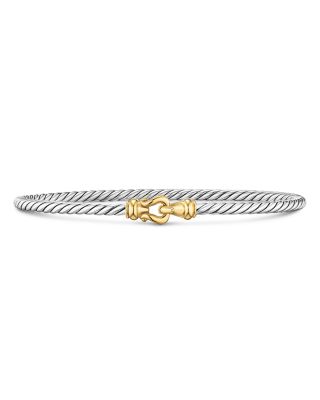 Micro Cable Flex&reg; Buckle Bracelet in Sterling Silver with 14K Yellow Gold, 2.6mm