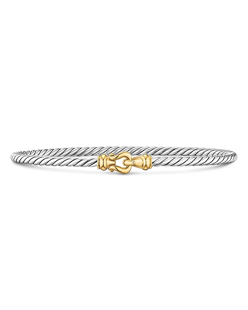 Micro Cable Flex Buckle Bracelet in Sterling Silver with 14K Yellow Gold, 2.6mm