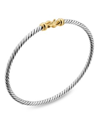 Micro Cable Flex&reg; Buckle Bracelet in Sterling Silver with 14K Yellow Gold, 2.6mm