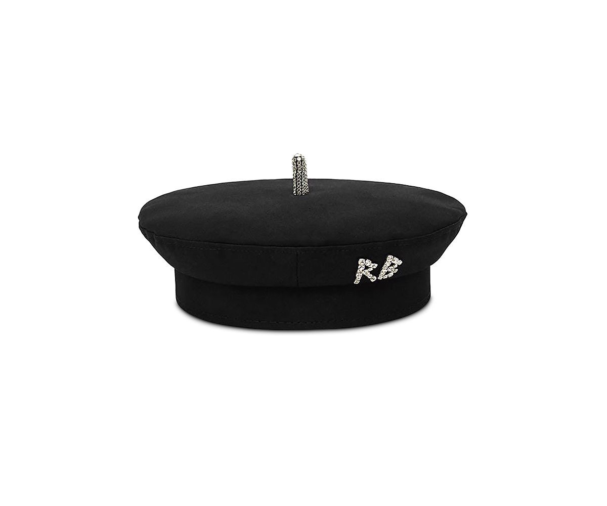 Ruslan Baginskiy Monogram Embellished Black Beret