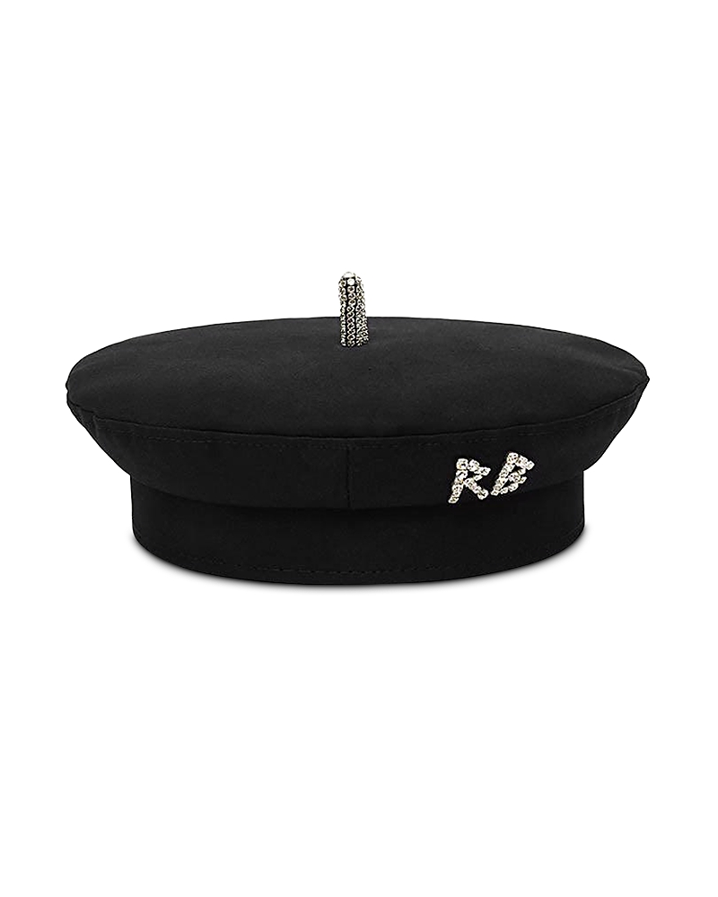 Ruslan Baginskiy Monogram Embellished Black Beret