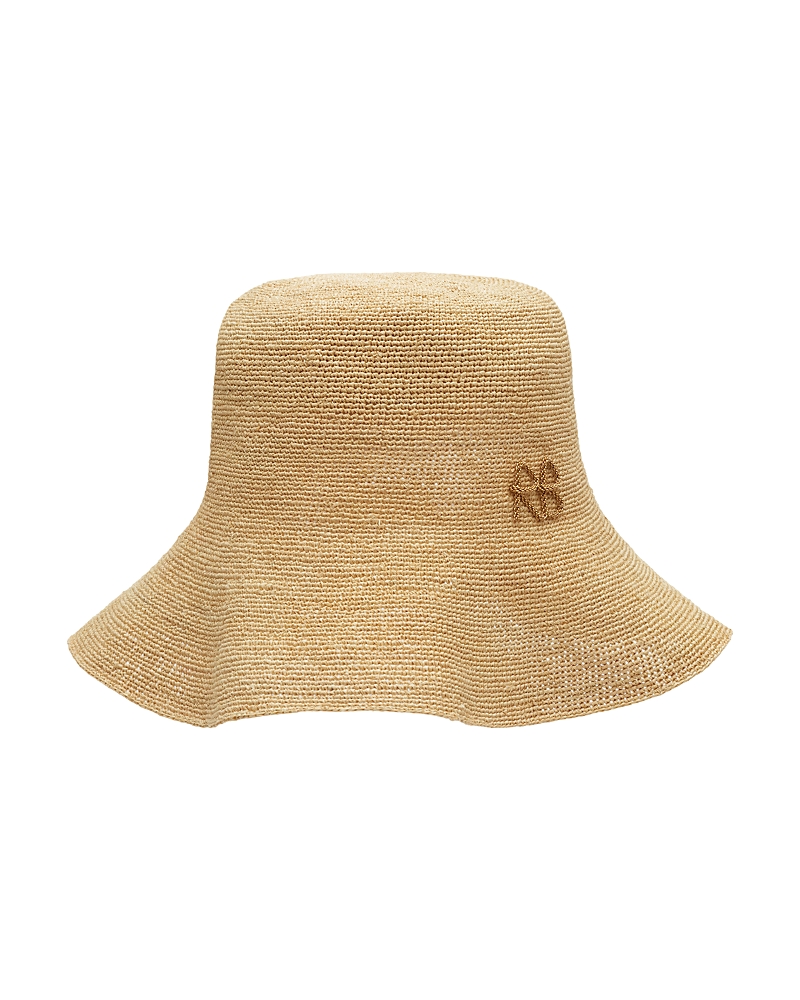 Ruslan Baginskiy Monogram Embellished Straw Bucket Hat