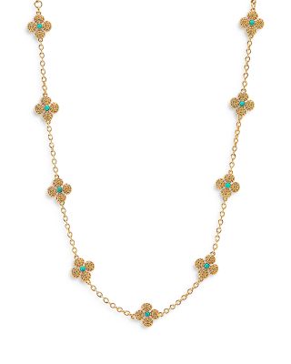 Berry Clover Turquoise Double Sided Necklace, 16"