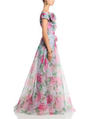 Organza Ruffled Rosette Gown