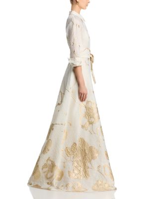 Metallic Jacquard Shirtwaist Gown