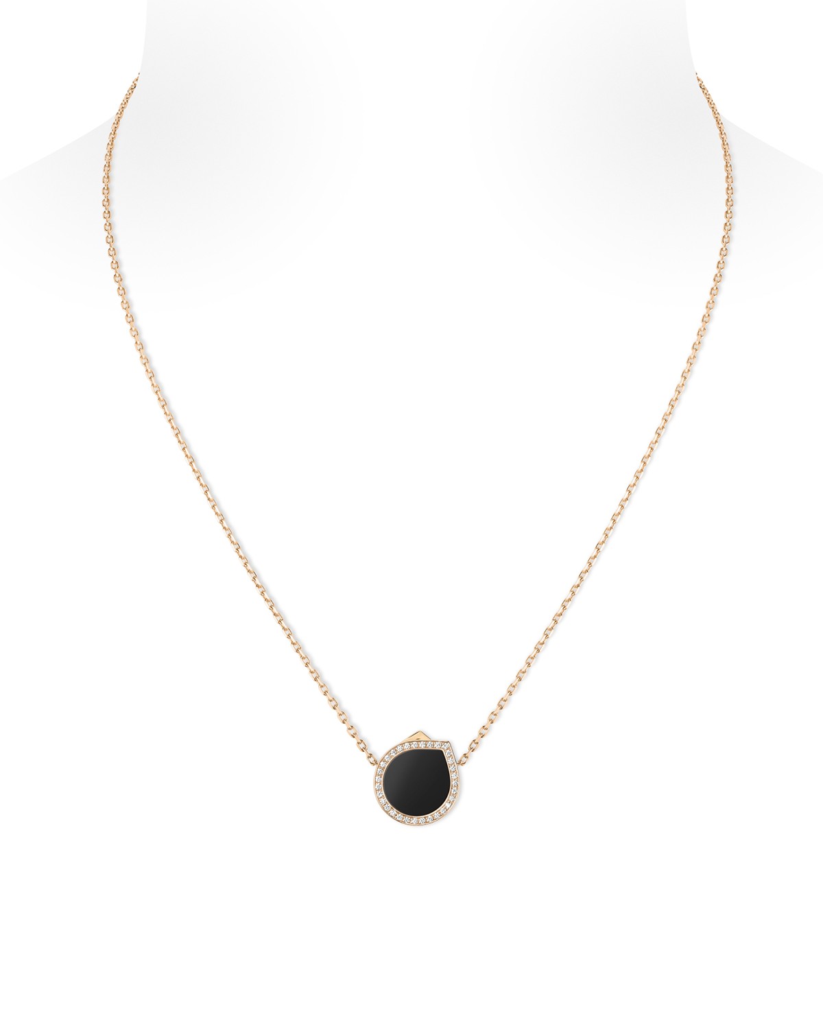 Repossi 18K Rose Gold Antifer Onyx & Diamond Halo Pendant Necklace, 15.7-17.7