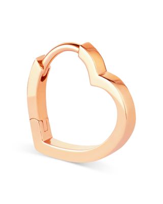 18K Rose Gold Antifer Polished Heart Single Hoop Earring