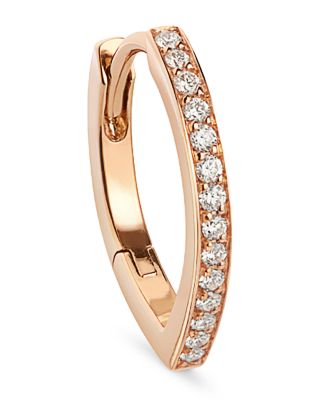 18K Gold Antifer Diamond V Shape Single Hoop Earring