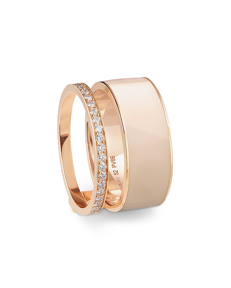 Repossi 18K Rose Gold Berbere Diamond & Nude Lacquer Chromatic Double Ring