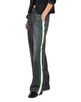 Miramar Terry High Rise Pull On Track Jeans in Washed Black