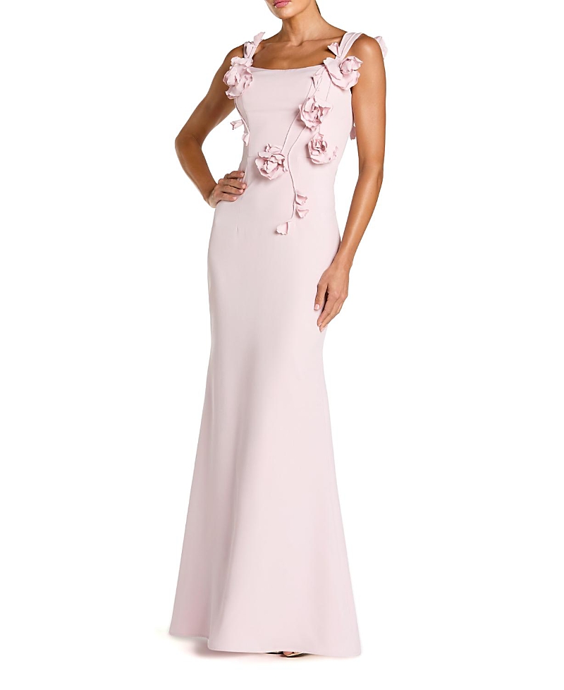 Mac Duggal Crepe Sleeveless Column Gown with Floral Detail