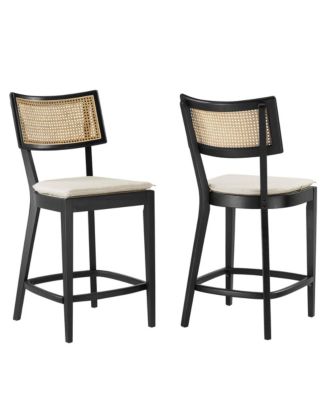  Caledonia Wood Counter Stools, Set of 2