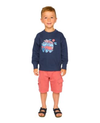 Boys' Elastic Waistband Slit and Cargo Pockets French Terry Shorts - Little Kid