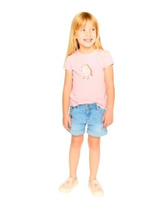 Girls' Embroidery Floral Denim Shorts - Big Kid