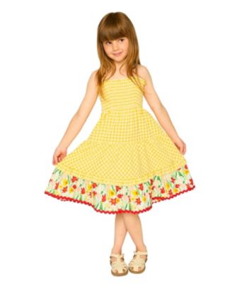  Girls' Sleeveless Daffodil Gingham Sundress - Little Kid