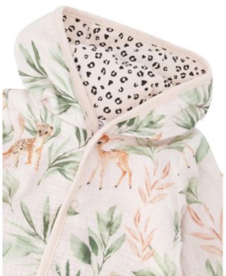 Girls' Muslin and Organic Cotton Jersey Reversible Deer and Leopard Printed Hooded Jacket - Baby