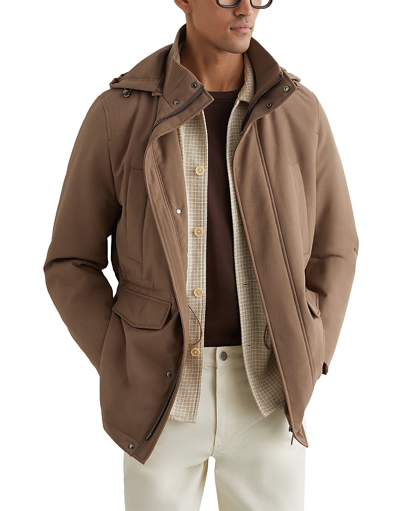 Reiss Hooded Zip Through Lord Coat