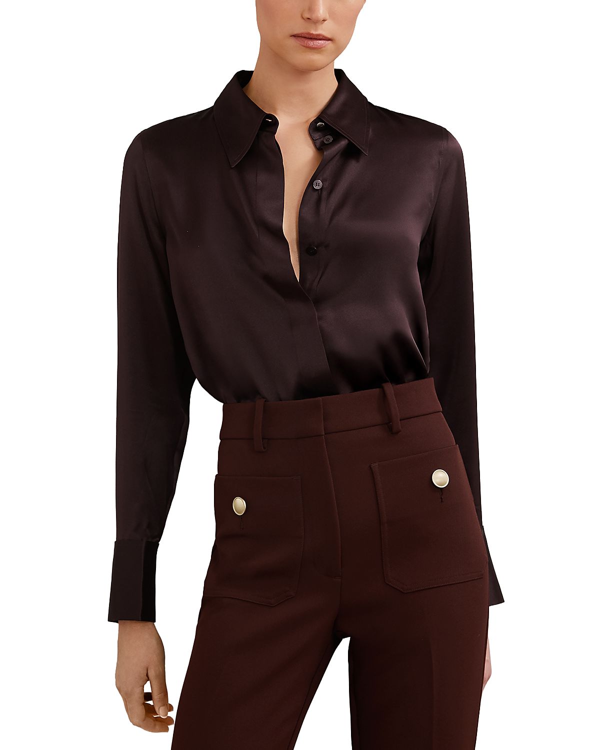Reiss Petites Ameira Silk Satin Shirt