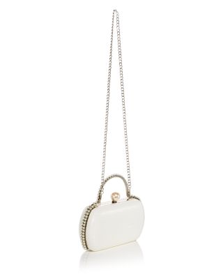 Imitation Pearl Trim Minaudiere Box Clutch - Exclusive