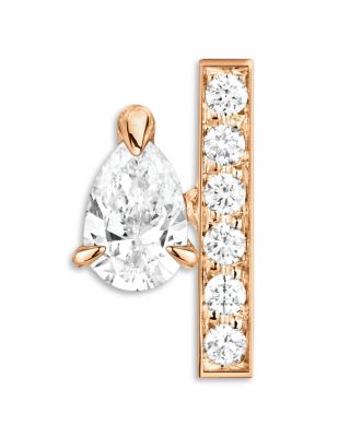 18K Rose Gold Serti sur Vide Diamond Pear & Round Left Single Stud Earring