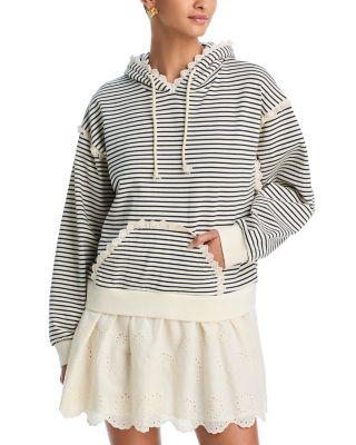 Stripe Eyelet Ruffle Sweatshirt Dress - Exclusive
