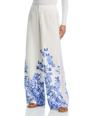 Placed Floral Lace Wide Leg Pants