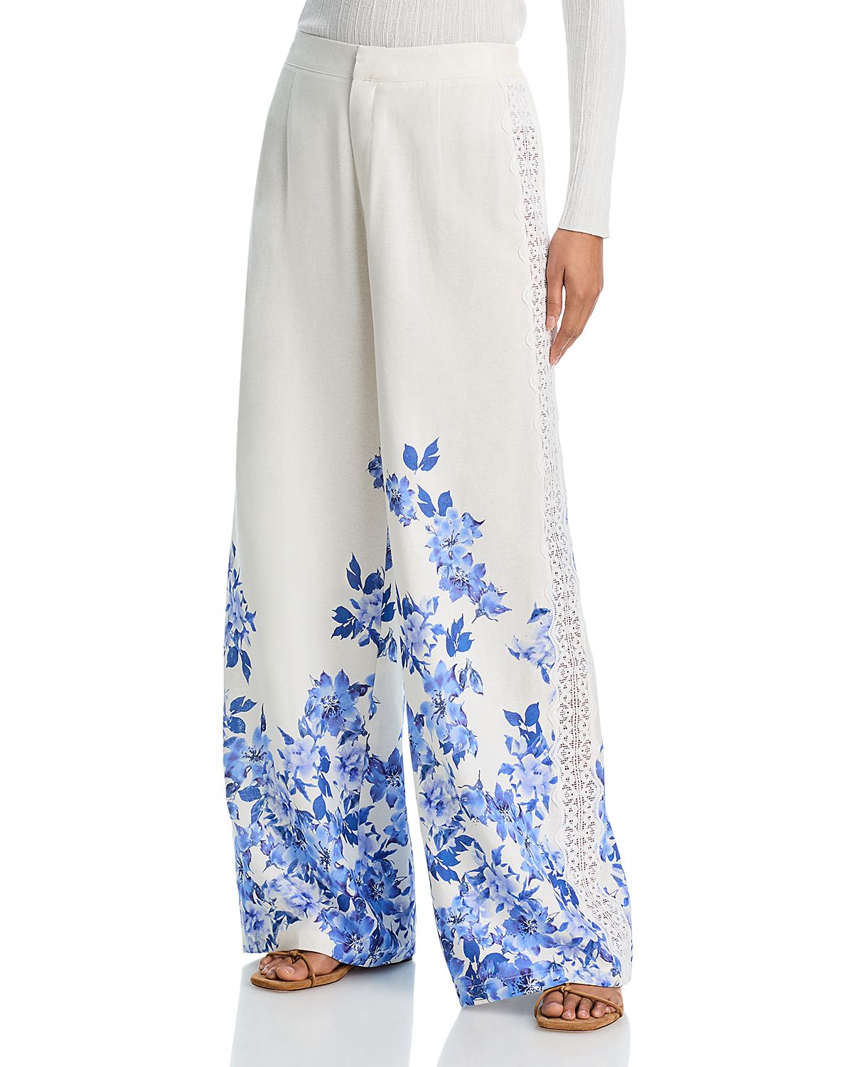 Aqua Placed Floral Lace Wide Leg Pants - Exclusive