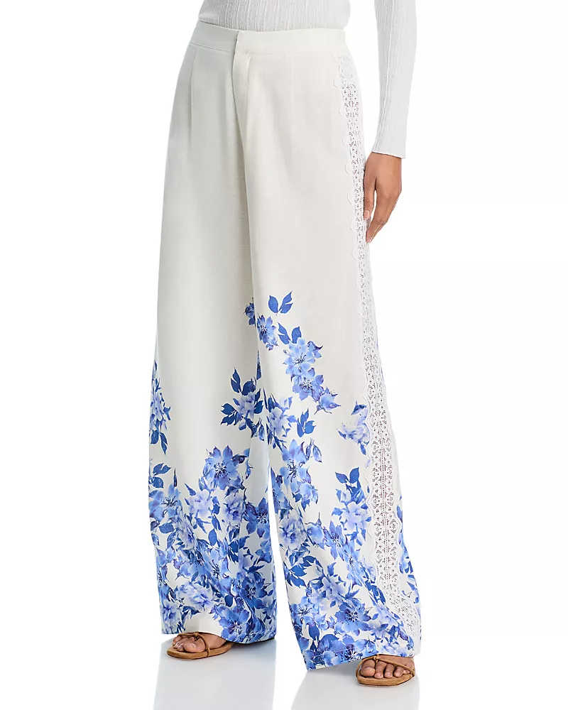 Aqua Placed Floral Lace Wide Leg Pants - Exclusive