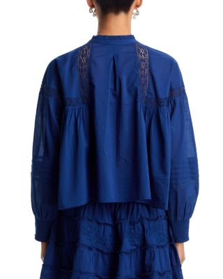 Embroidered Pintucked Blouse & Embroidered Pintucked Mini Skirt - Exclusive
