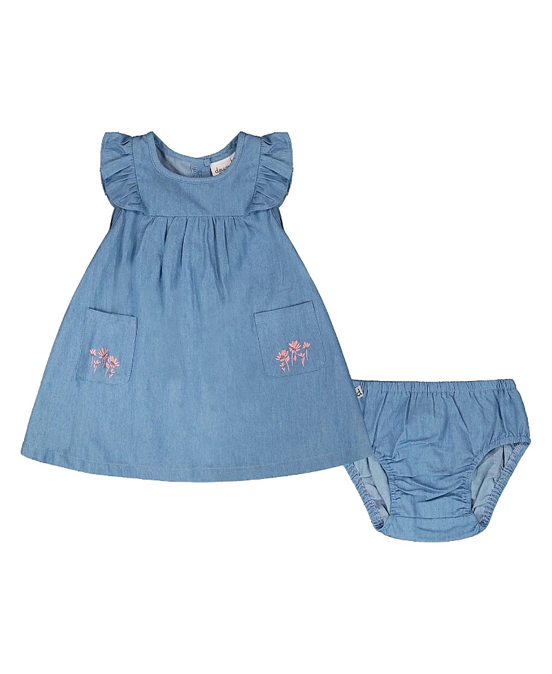 Deux par Deux Girls' Light Blue Chambray Dress and Bloomer Set - Baby