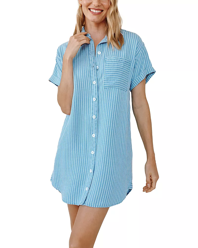 Bella Dahl Roll Sleeve Pocket Shirt Dress
