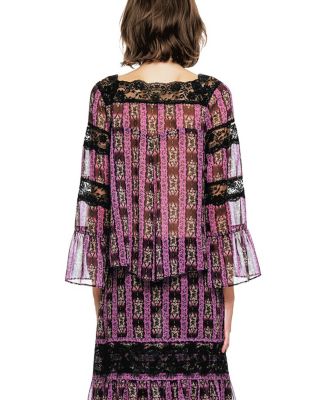  Cameo Stripe Print Tie Blouse