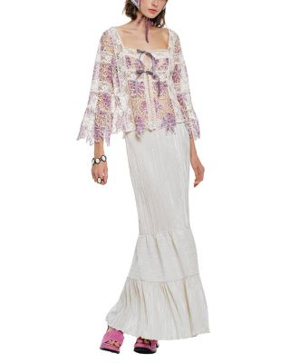 Plisse Tiered Maxi Skirt