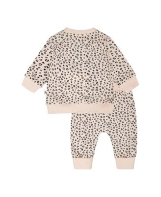 Girls' Organic Cotton Jersey Peach Printed Sweater and Pants Set - Baby