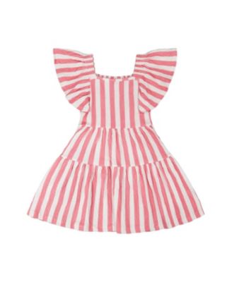  Girls' Short Sleeve Crinkle Jersey Stripes Dress - Big Kid