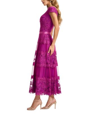  Adriane Floral Embroidered Tea-Length Dress