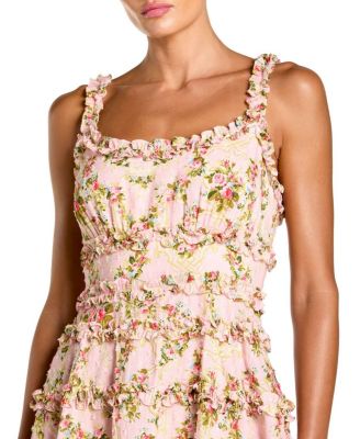Floral Square Neck Ruffle Mini Dress
