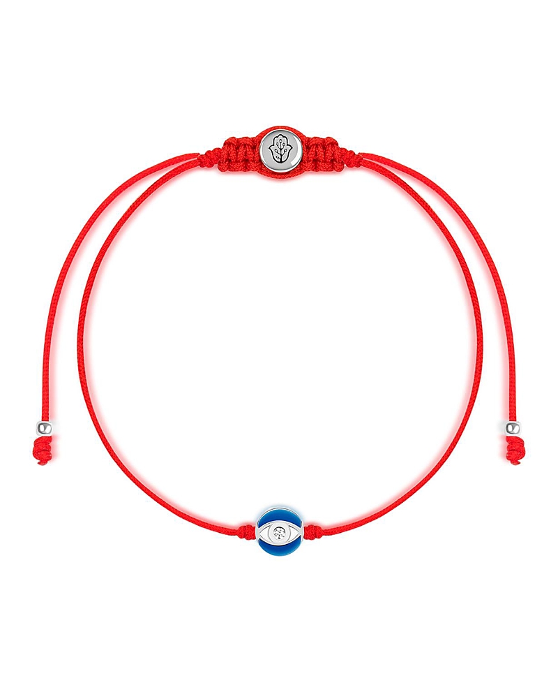 Karma and Luck Super Guardian Navy Enamel Evil Eye Drawstring Bracelet