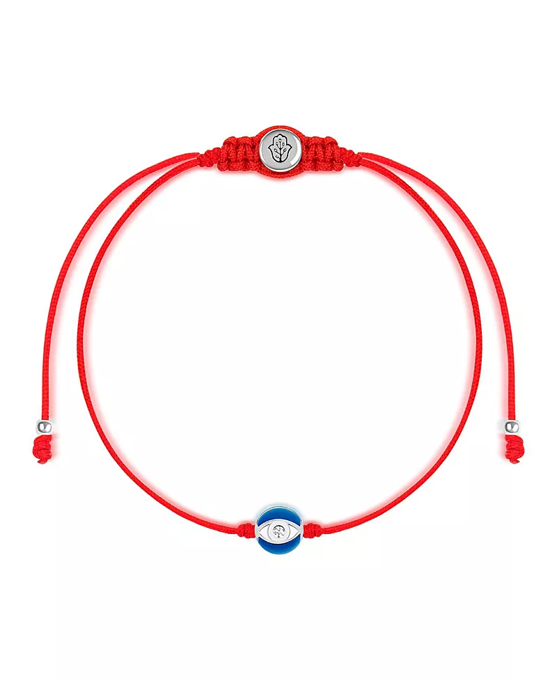 Karma and Luck Super Guardian Navy Enamel Evil Eye Drawstring Bracelet