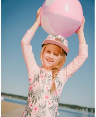 Girls' One-Piece Long Sleeve Hibiscus Rashguard - Little Kid