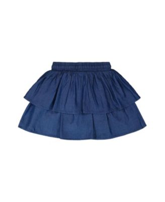 Girls' Elastic Waist drawstring Chambray Skort - Little Kid