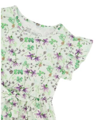  Girls' Jersey Flutter Sleeves Printed Flowers Dress - Baby