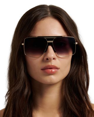 Square Double Bridge Sunglasses, 62mm